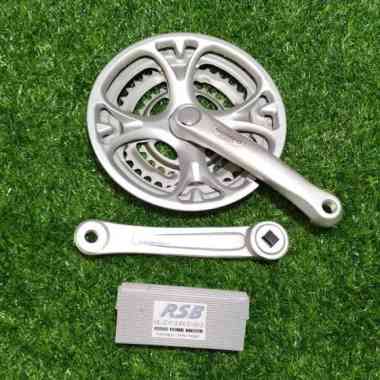 crank set Shimano C201 bb kotak triple 48 38 28 via malaysia NOS asli