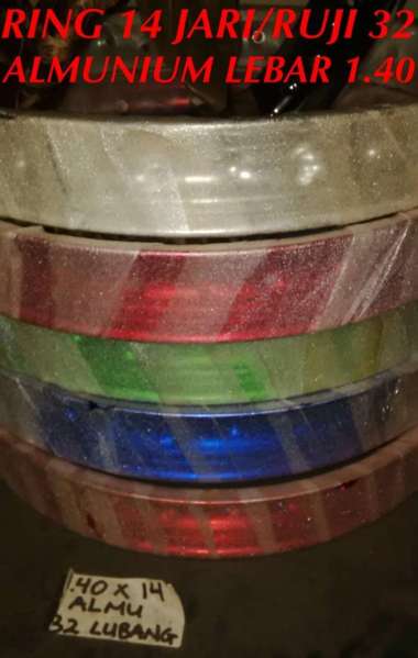 velg ring 14 mini trail lubang/ruji/jari 32 lebar 1.40 inch warna warn Merah