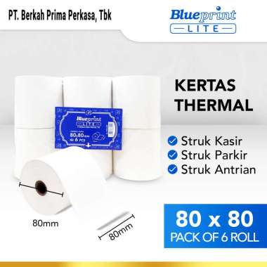 KERTAS THERMAL BLUEPRINT LITE 80x80 mm, 80 x 80 mm - 1 Pack 6 Roll