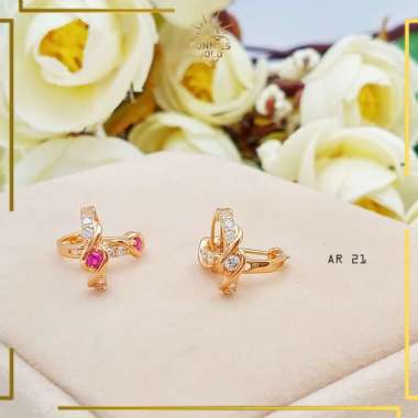 ANTING EMAS ASLI KADAR 6K/300 DAN KADAR 8K/375 ANTING RING EMAS ANTING WANITA ELEGAN KASUAL ANTING E