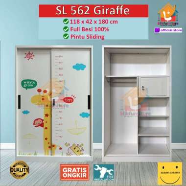Lemari Pakaian Besi Motif Anak Anak Sliding Door SL562 / SL572