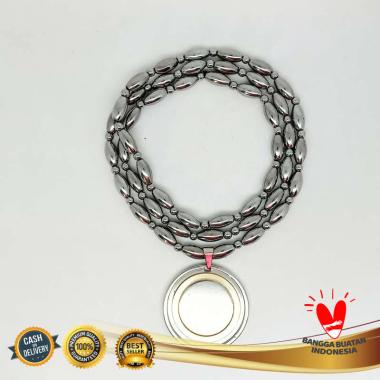 Vee Magnet Oval Bola Liontin Titanium Kalung Gelang Terapi Kesehatan Silver