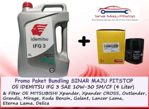 Paket Bundling Oli IDEMITSU 10W-30 Original 4 Liter & Filter Oli Mobil MITSUBISHI XPANDER & MITSUBIS