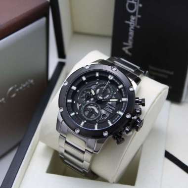 Jam Tangan Pria Alexandre Christie AC6564 AC 6564 Silver Black Original Garansi Resmi 1 Tahun