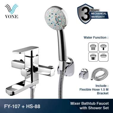 VONE Kran Bathub Mixer Keran Shower Panas Dingin Set FY-107 + HS-88 Chrome