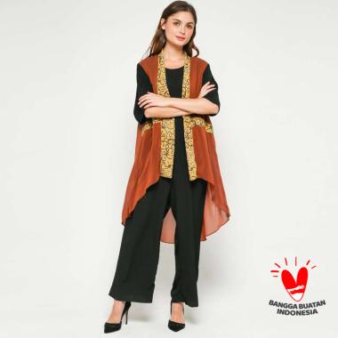 Outer Panjang Tunik Tanpa Lengan Gesyal Long Cardigan Sifon Batik M-L multi