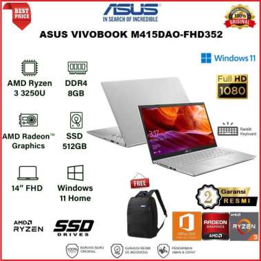 ASUS M415DAO FHD352 Ryzen 3-3250U 8GB 512GB SSD FHD WIN11 OHS