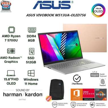 ASUS M513UA-OLED756 AMD R7-5700U 8GB 512GB SSD FHD OLED WIN11 OHS