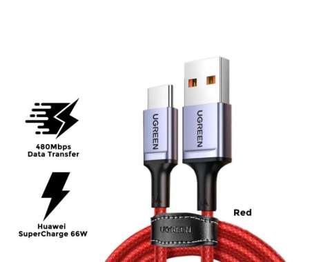 Cable USB Type C UGREEN 6A 66W SuperCharge QC 3.0 Fast Charging Kabel 1m Red