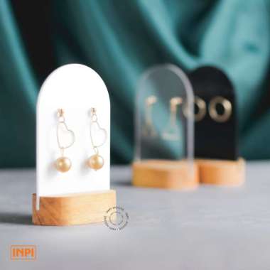 Display Anting Pin Alas Akrilik Kayu Perhiasan - INPI bening