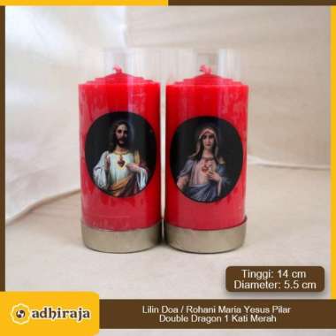 Lilin Misa Ibadah Doa Rohani Yesus Maria Merah Pilar 1 Kati Gambar 2