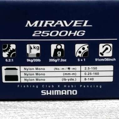 Reel Shimano Miravel 1000 2500 HG C3000 4000 Power Handle Galatama 2500HG