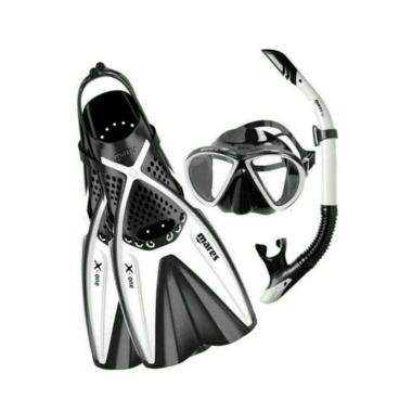 Diving Mask Fin Combo Set Mares Paket Snorkeling X One M/L Putih/Silver