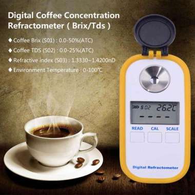 Coffee Refractometer Digital Brix 0-50 TDS 0-25 Refraktometer Kopi Cocoa Coffe Sugar Salt Drink Cafe