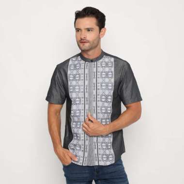 Platini Kemeja Koko Pria Lengan Pendek Katun Hitam 931171 M