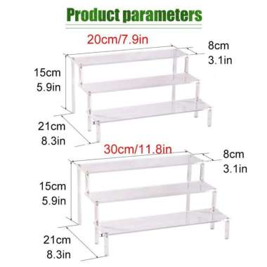 Rak Stand Display Akrilik Rak Display Multifungsi Akrilik 3 Tingkat 20cm