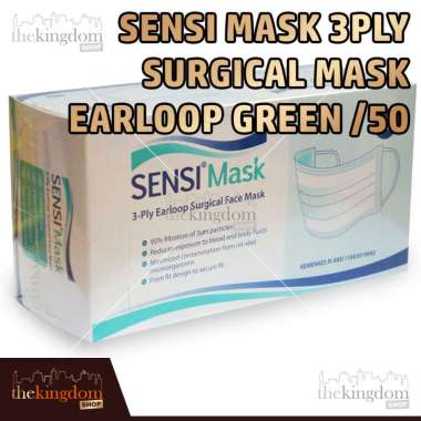 Sensi Mask 3ply Surgical Mask Earloop Green /50 Masker Wajah Medis Hijau Bubble