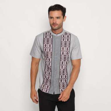 Platini Kemeja Koko Pria Lengan Pendek Katun Abu 931172 M