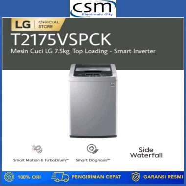 LG Mesin Cuci 1 Tabung 7.5KG T2175VSPCK Smart Inverter 7.5 KG T 2175 Garansi Resmi