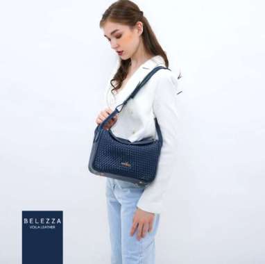 Tas Hobo Anyaman Kulit Asli Voila Belezza Blue