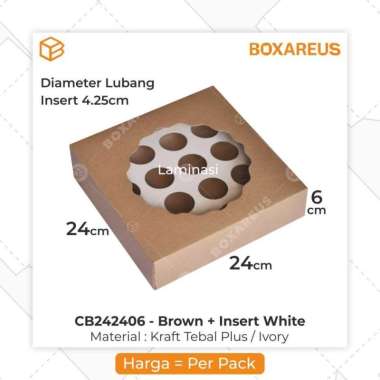 CB242406 Brown | Cake Box. mini cupcake box. box. packaging. kotak kue Dengan Insert