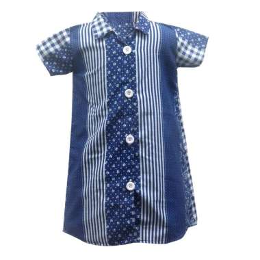 DRESS ANAKATwo Mix Dress Anak Bahan KATUN Motif Batik / Home Dress / Dress Rumah Fashion Y858 6 Biru