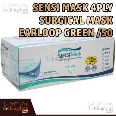 Sensi Mask 4ply Surgical Mask Earloop Green /50 Masker Wajah Medis Hijau Bubble