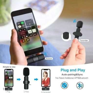 K8 WIRELESS MICROPHONE BLUETOOTH TYPE C / LIGHTING MIC CLIP ON LIGHTING