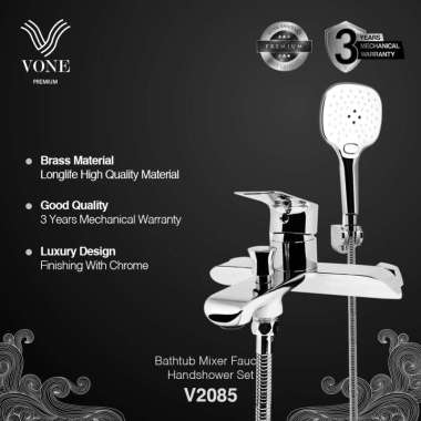 VONE Kran Bathub Mixer Keran Shower Panas Dingin Set V2085 ( VONE PREMIUM ) Chrome