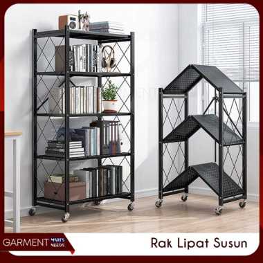 Rak Dapur Multifungsi Lipat 5 Susun Tanpa Instalasi Mur Baut Portable Putih