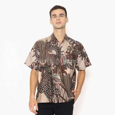 BATIK MYRNA - Kemeja Batik Lengan Pendek Baju Atasan Pria Motif Ramayana XXL