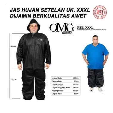 Jas Hujan Setelan Dewasa Extra Large Jumbo XXXL Big Size Super Besar silver
