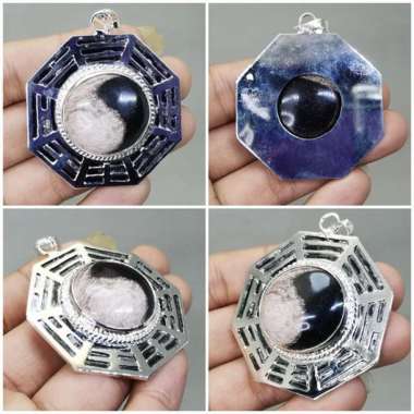 Kalung Batu Akik Galih Kelor Unik Asli Ying yang kode 2201 hitam coklat