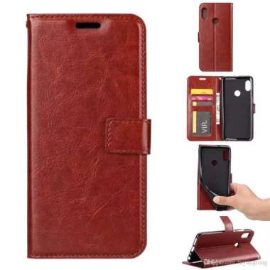 Flip Wallet Kulit Leather Cover Case Asus Zenfone Max Pro M2 ZB631KL - Coklat Zenfone Max Pro M2 / Z