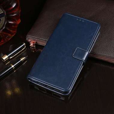 Flip Wallet Kulit Leather Cover Case Asus Zenfone Max Pro M2 ZB631KL - Navy Zenfone Max Pro M2 / ZB6