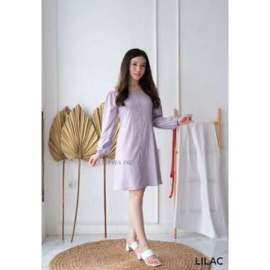 ELLIPSESINC Dress Smoked Kerut / Smokey Dress L LILAC