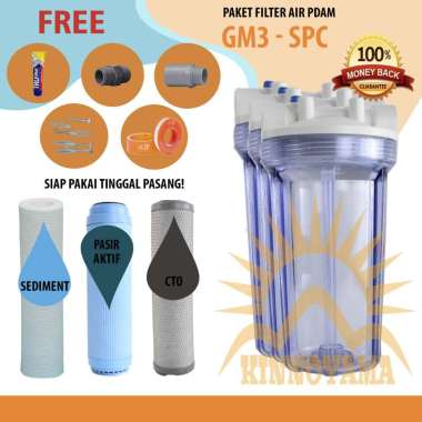 Paket Filter Air Sumur Zat Besi 10” - GM 3 SPC Clear Drat 1/2"