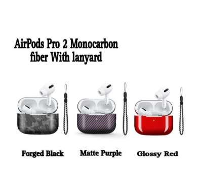 Case Airpods Pro 2 2022 MONOCARBON Fiber With Lanyard Matte Purple