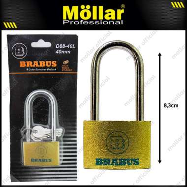 BRABUS D88-40L Gembok Panjang 40 mm Kuning Kunci Pagar Rumah Padlock