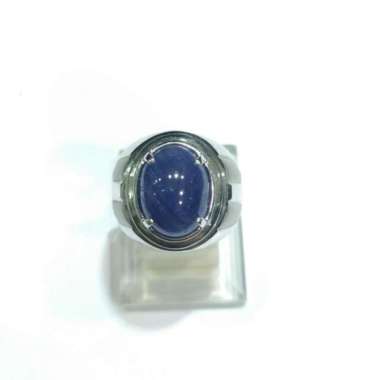 Cincin Pria Blue Safir Africa Emas Putih 750