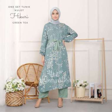 One Set Tunik Kulot Motif Hikari Greentea
