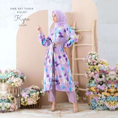 One Set Tunik Kulot Motif Kyra Lilac