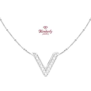 Liontin Inisial/ Huruf V + Kalung Emas - Kimberly Jewellery White Gold