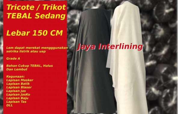 Trikot tricot Lem Lebar TEBAL sedang 150 Cm Meteran HITAM