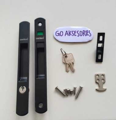 KUNCI SLIDING TARIKAN PINTU GESER ALUMINIUM DEKSON RA 6 HITAM -