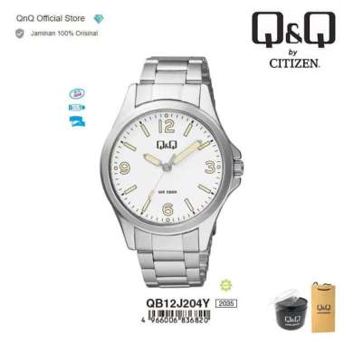 Q&Q QnQ QQ Original Jam Tangan Pria Analog - QB12J204Y Water Resist Silver White