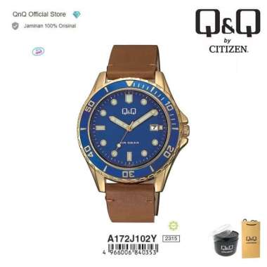 Q&Q QnQ QQ Original Jam Tangan Pria Analog Diver Series - A172J102Y Brown Blue