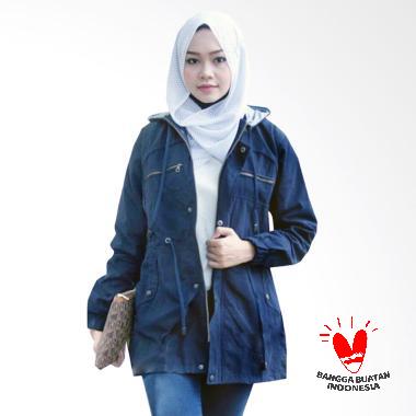 Fashion Topi Lepas Jaket Parka Wanita - Biru Dongker