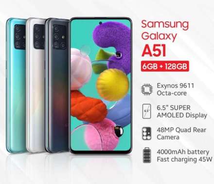 HP/HANDPHONE SAMSUNG GALAXY A51 [ WHITE ] RAM 8 ROM 128 8/128 GARANSI RESMI