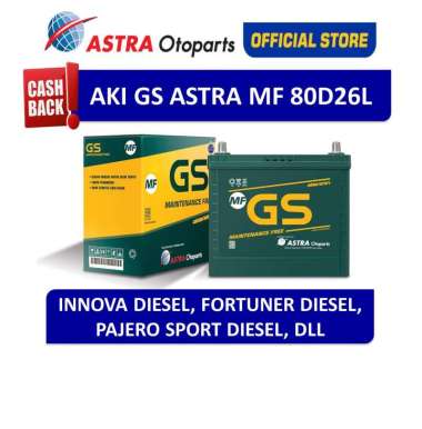 Aki Mobil GS ASTRA MF 80D26L Toyota Fortuner Diesel, Innova Diesel, Pajero Sport Diesel, dll